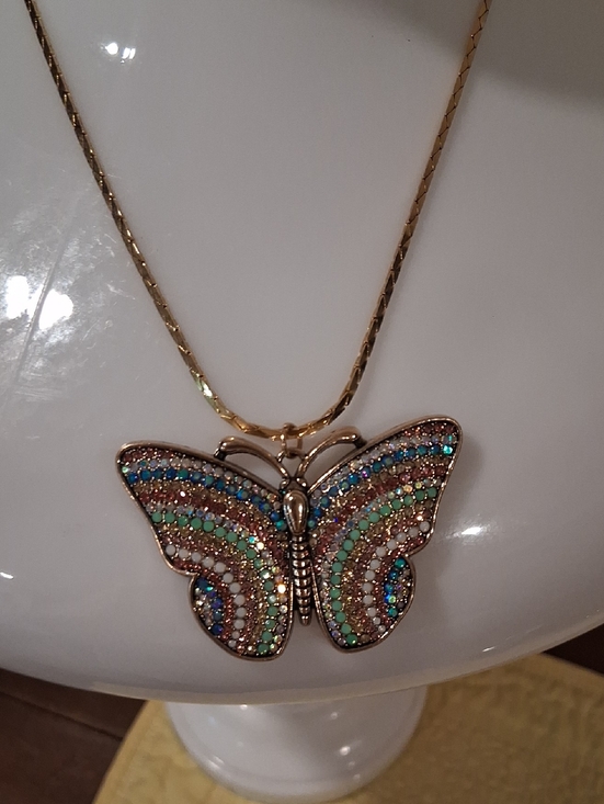 The Unbranded Brand Jewelry - Gold Butterfly Necklace with Multicolor Crystal Accents